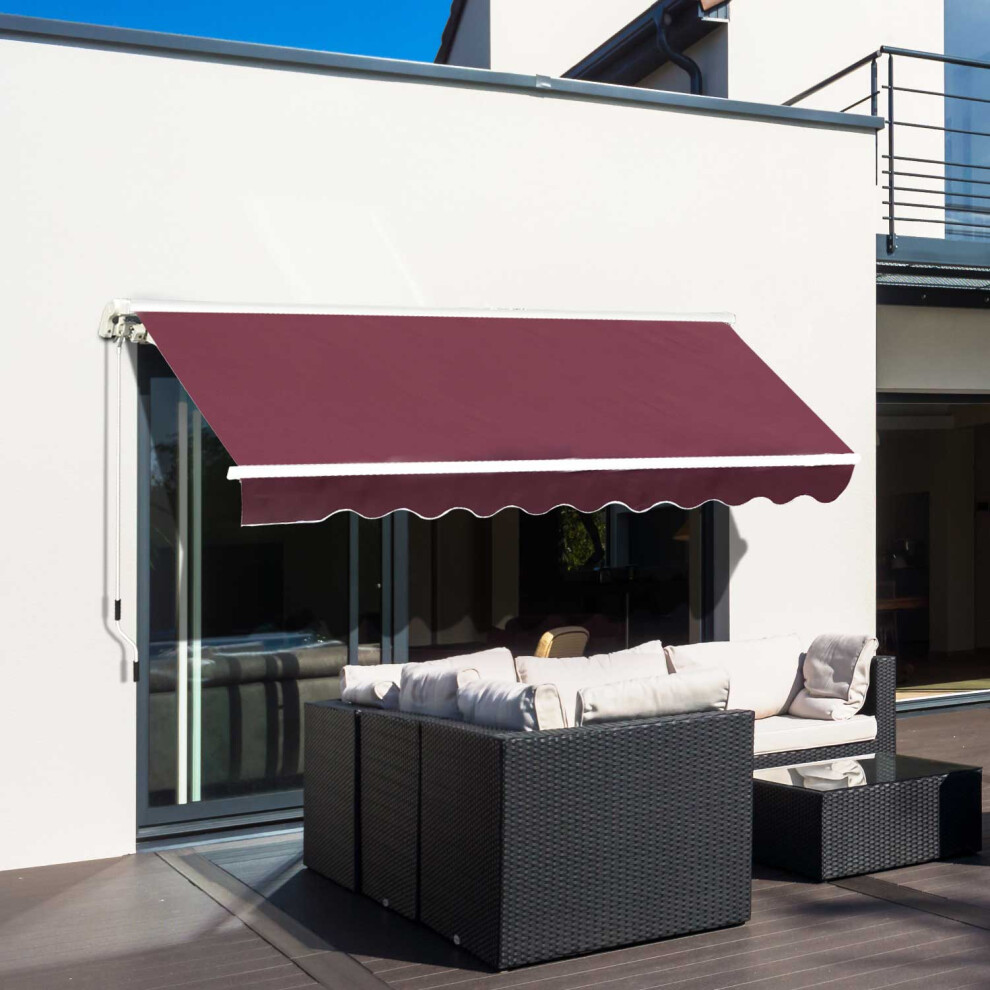Outsunny Garden Sun Shade Canopy Retractable Awning, 3 X 2.5M, Wine Red