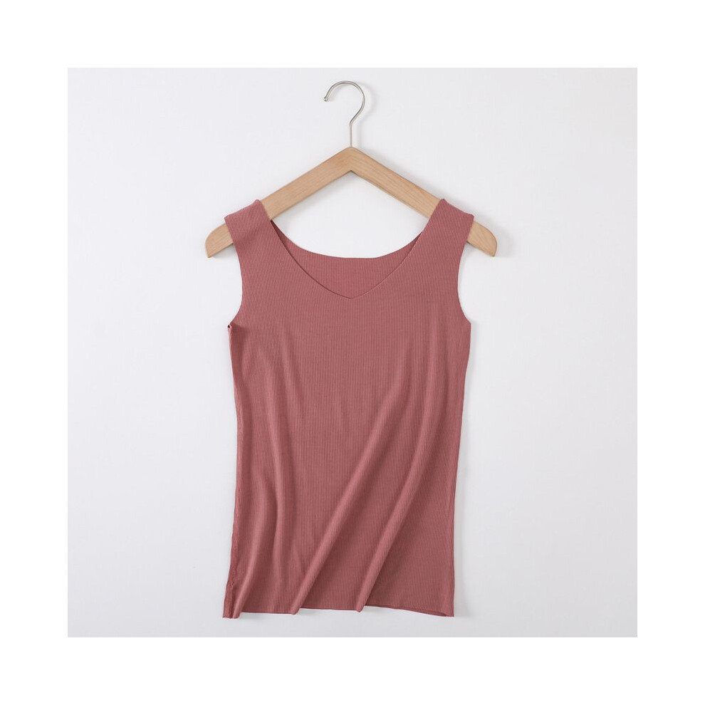 (#2Red,2XL)Débardeur femme doux sans couture côtelé dos coureur stretch yoga couche chaude t-shirt
