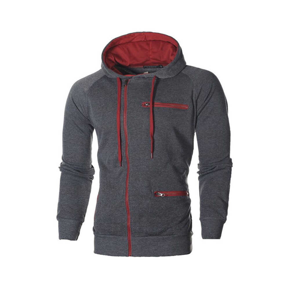 (Dark Grey,3XL)Sweat à capuche homme automne hiver sweat à capuche manteau veste outwear pull