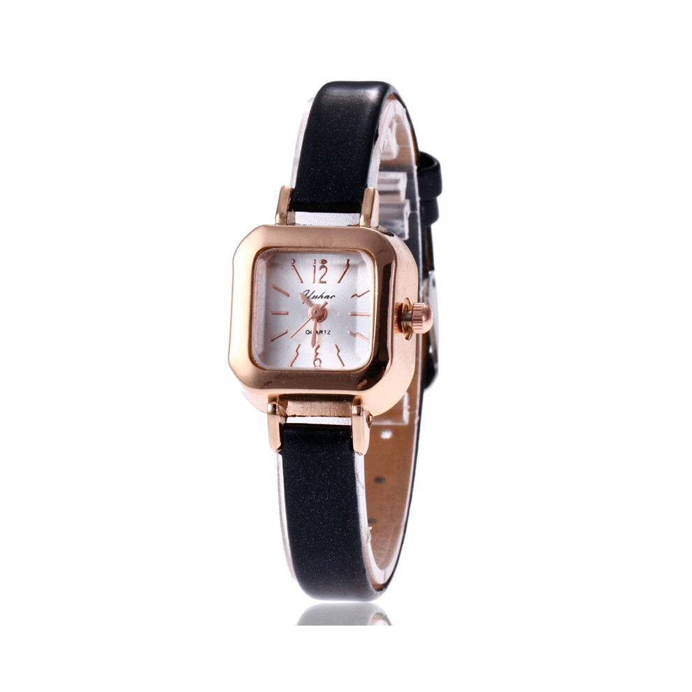 (Black)Élégante Montre Vintage Quartz Mode Femme Rétro Noël Bijoux Cadeaux