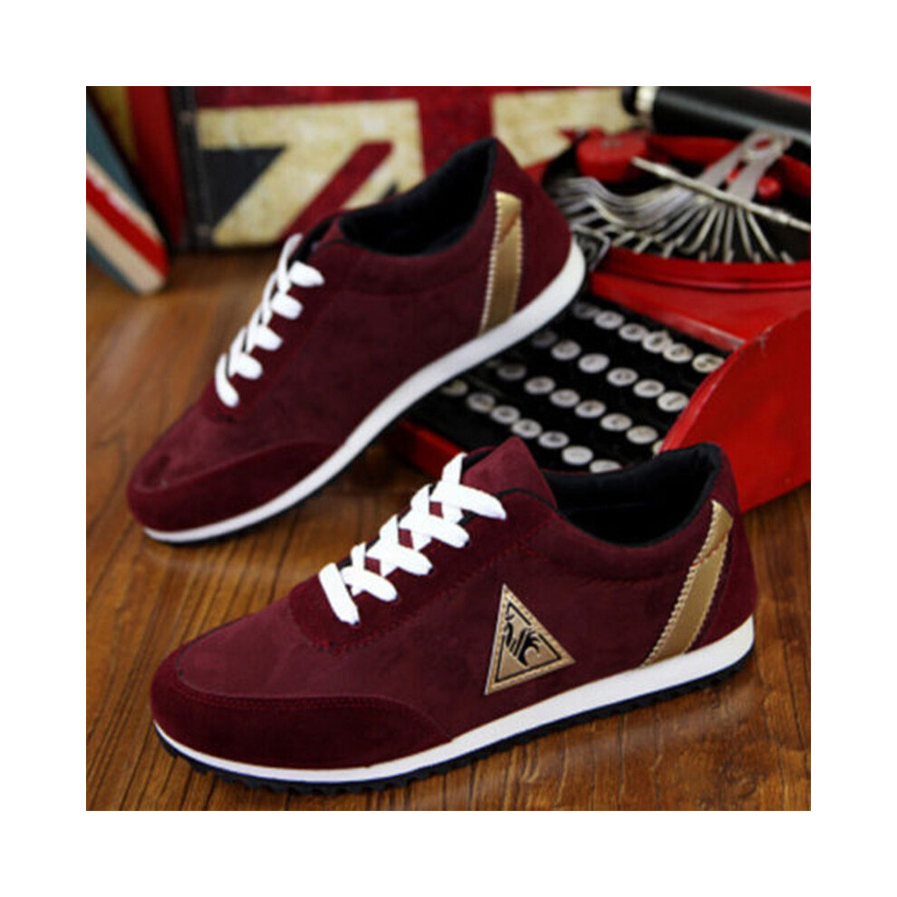 (Red,44Foot Length27cm/10.63in)Chaussures de sport antidérapantes hommes bout rond bas haut PU supérieur décontracté maille respirante