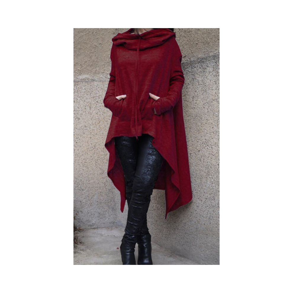 (WineRed,3XL)Veste de sport pull long à capuche femme S5xl mode neuve plus couleur unie