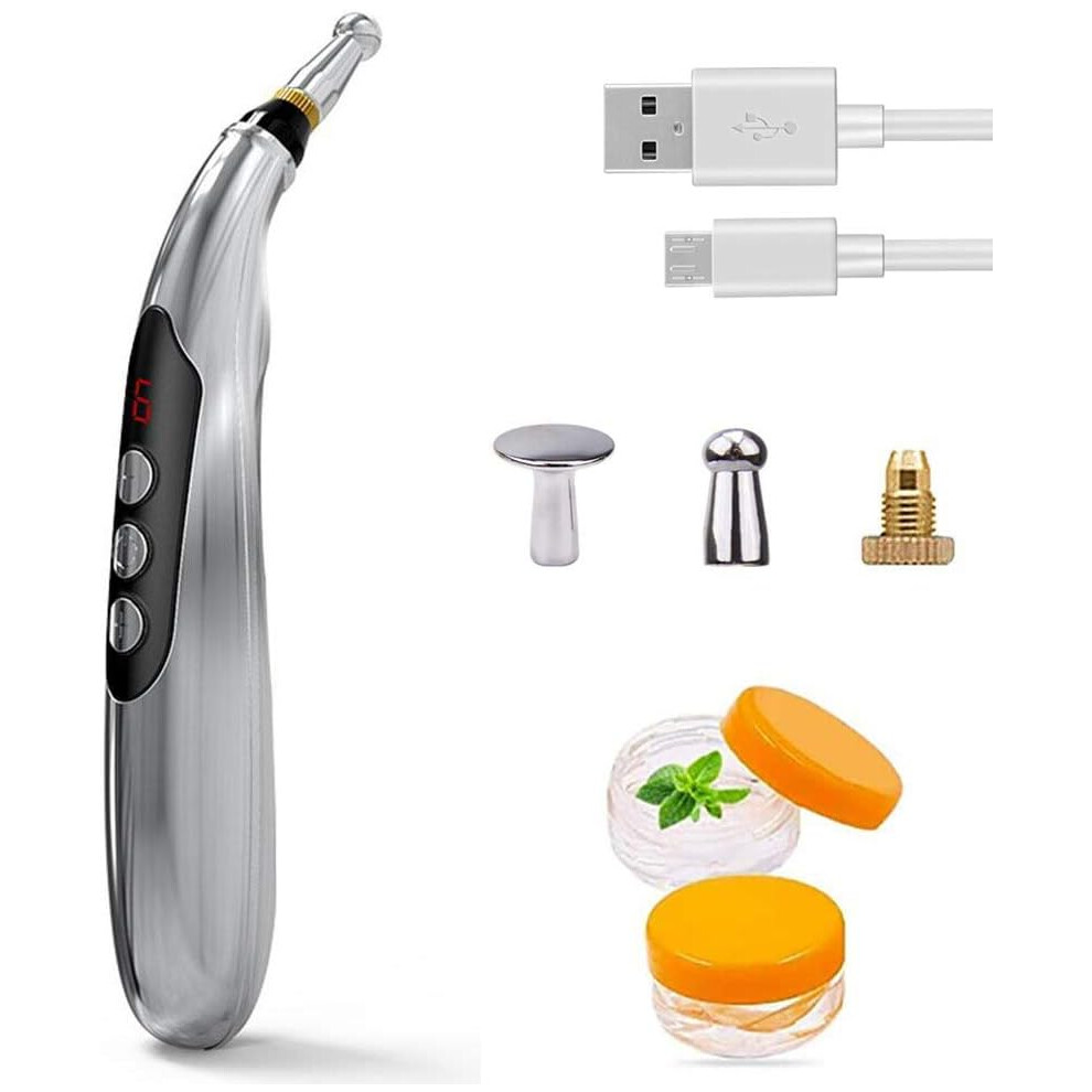 Acupuncture Pen Electronic Accupressure Pen, USB Rechargeable Pain Relief Electric Meridians Energy Pen Massager Pen Pain Relief Massage Tool
