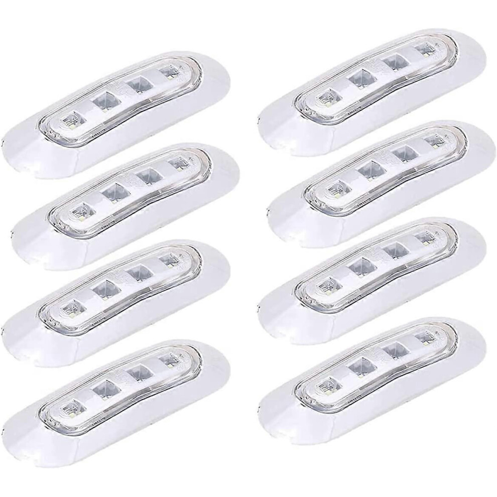 (As show, One size) 8PCS LED Side Marker Lights Front Rear Side Position Indicator Lamps 12V-24V for Truck Trailer Camper Van Lorry Marker Lights (Whi-image-OPC-PH2N96V-NEW