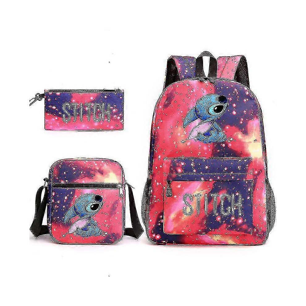 (Star red) Lilo Stitch Backpack Three-piece Set School Bag Kids For Boy Girl Gift-image-OPC-PH2NBXT-NEW