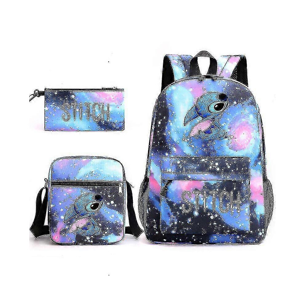 (Starry blue) Lilo Stitch Backpack Three-piece Set School Bag Kids For Boy Girl Gift-image-OPC-PH2NBXV-NEW