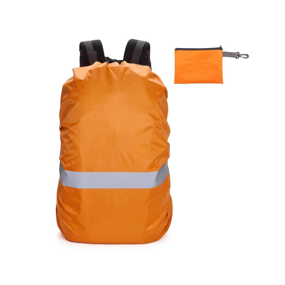 (M, Orange) Waterproof Reflective Backpack Rain Cover w/ Adjustable Straps-image-OPC-PH2NCK9-NEW