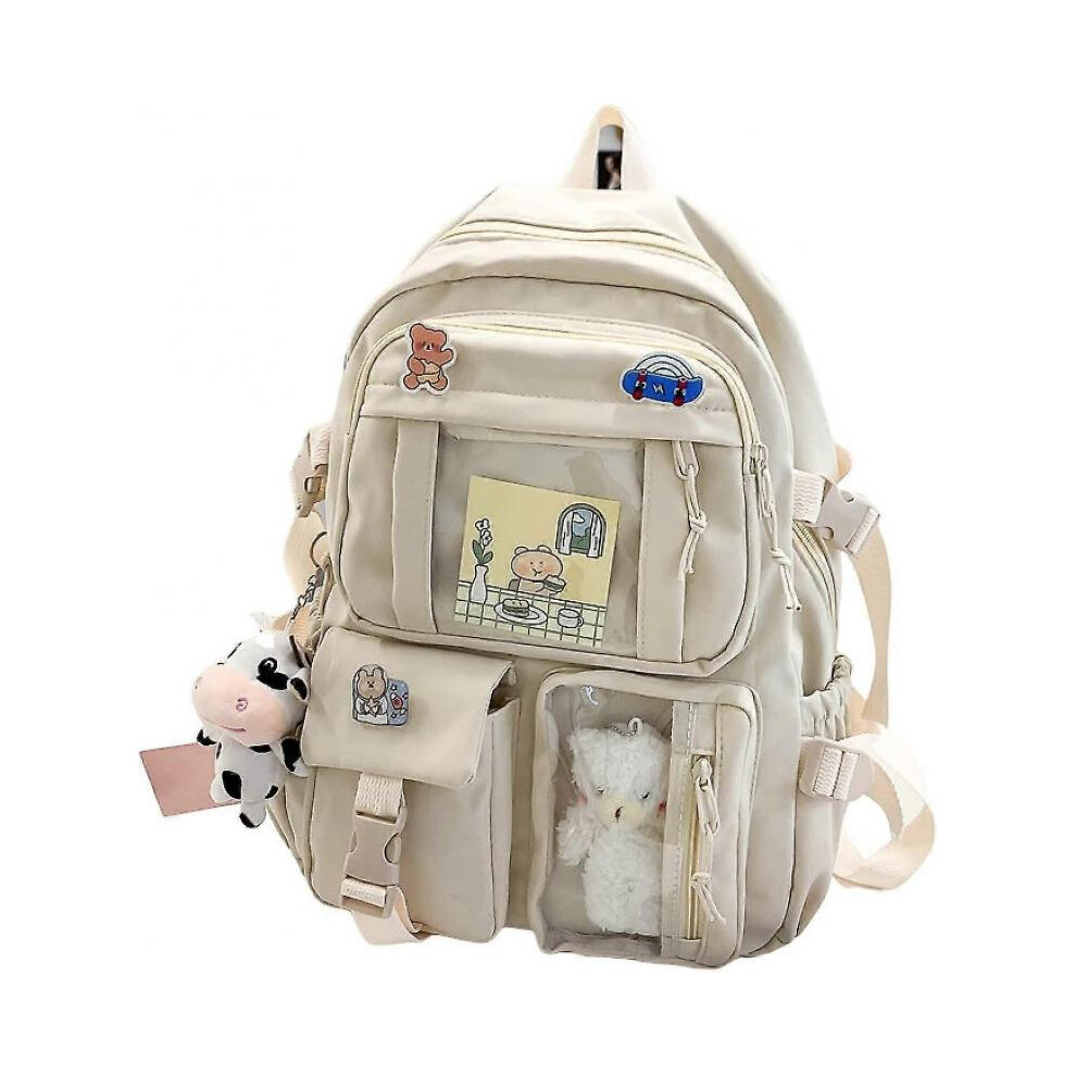 (white) Kawaii Backpack With Kawaii Pin And Accessories Backpack Cute Aesthetic Backpack Cute Kawaii Backpack For School(Pink)-image-OPC-PH2NCQX-NEW