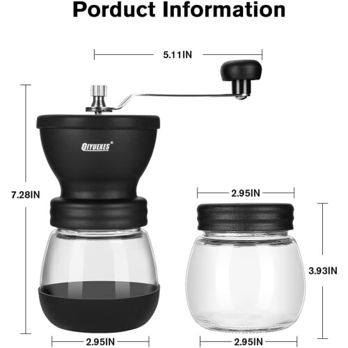 Hand Coffee Grinder Manual, Adjustable Coarseness Ceramic Burr Handheld Portable Coffee Bean Mill 2