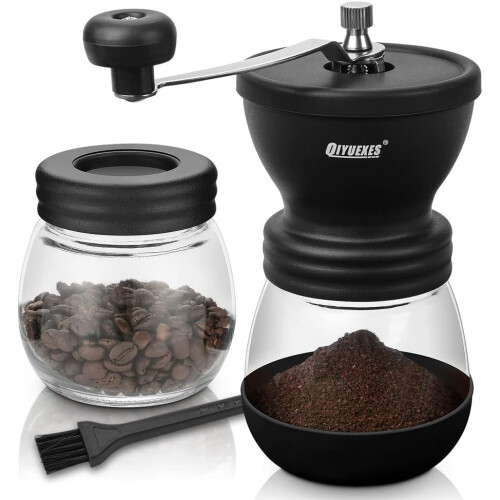 Hand Coffee Grinder Manual, Adjustable Coarseness Ceramic Burr Handheld Portable Coffee Bean Mill 1