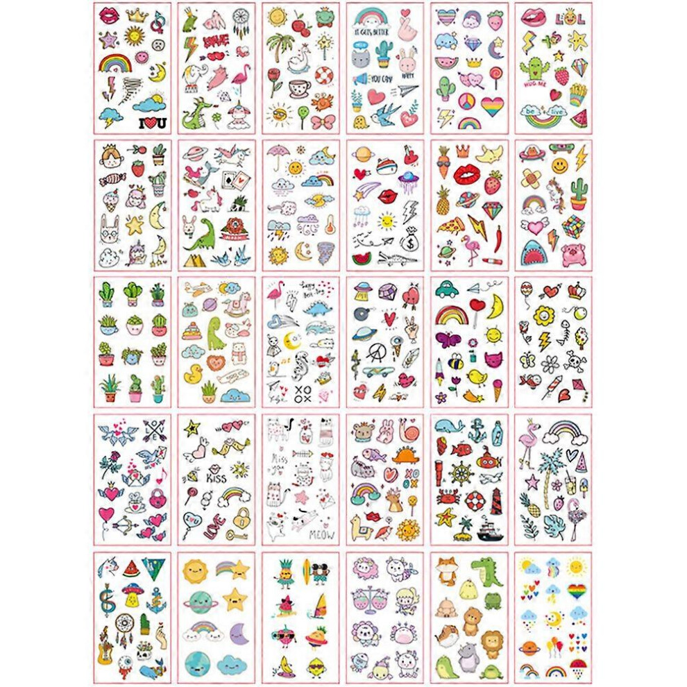 Kricely (As Show, One Size) 60 Sheets Cartoon Temporary Tattoo Decals Lovely Washable Body Tattoos Stickers