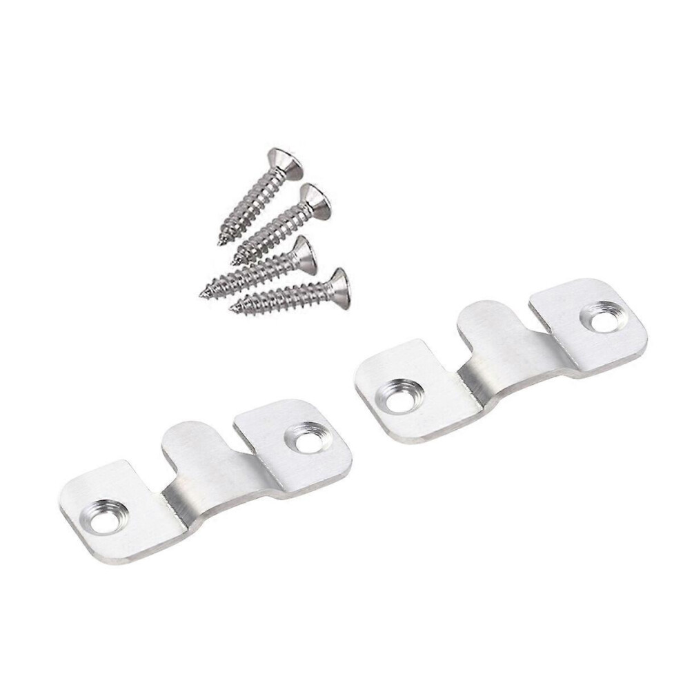 Kricely (As Show, One Size) 2 Pcs Hanging Picture Painting Mirror Hooks Stainless Steel Interlocking Hangers Photo Frame Hooks With Screws (Silver) Silver