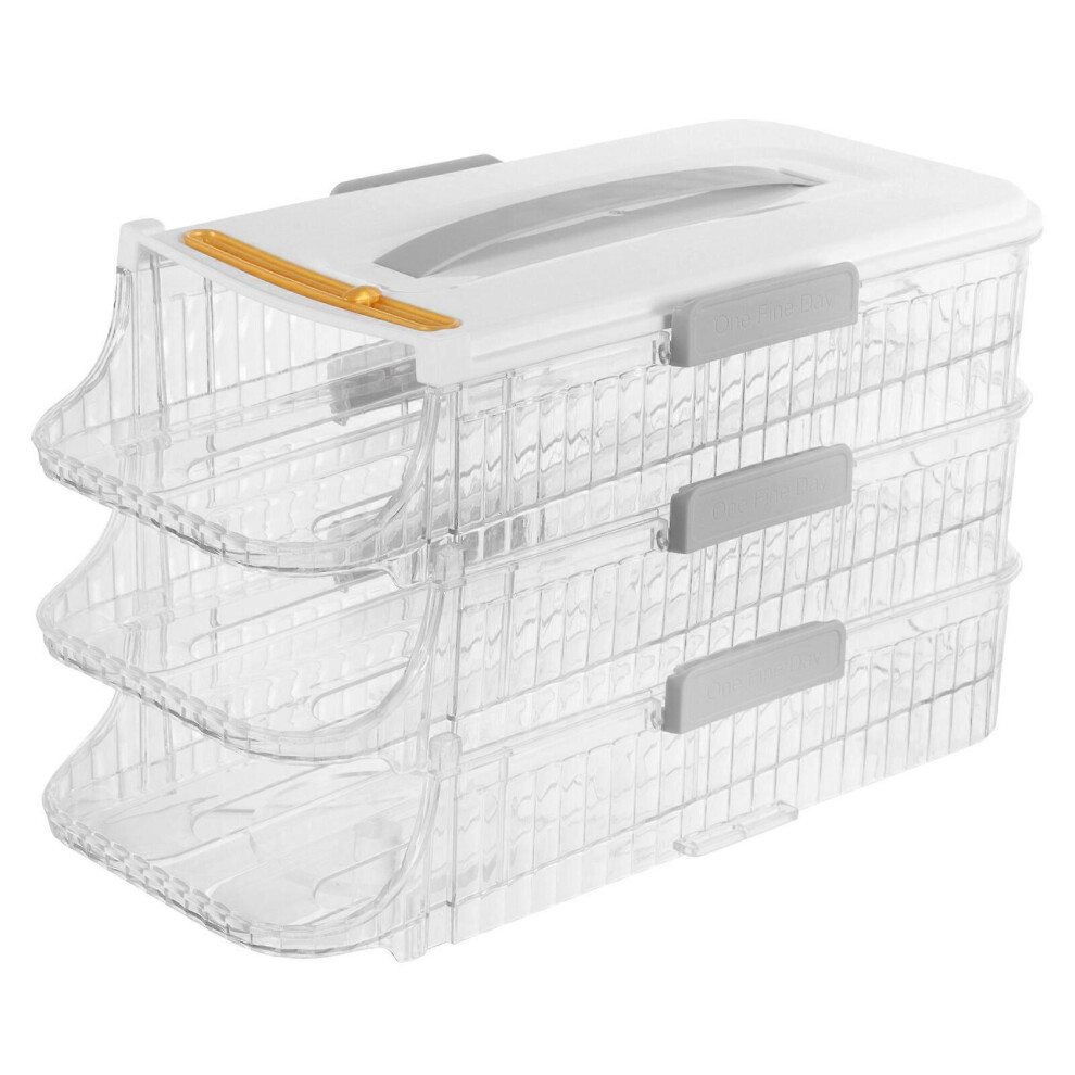 Kricely (As Show, One Size) Refrigerator Egg Rolling Organizer Multi-Layer Egg Container Transparent Egg Dispenser