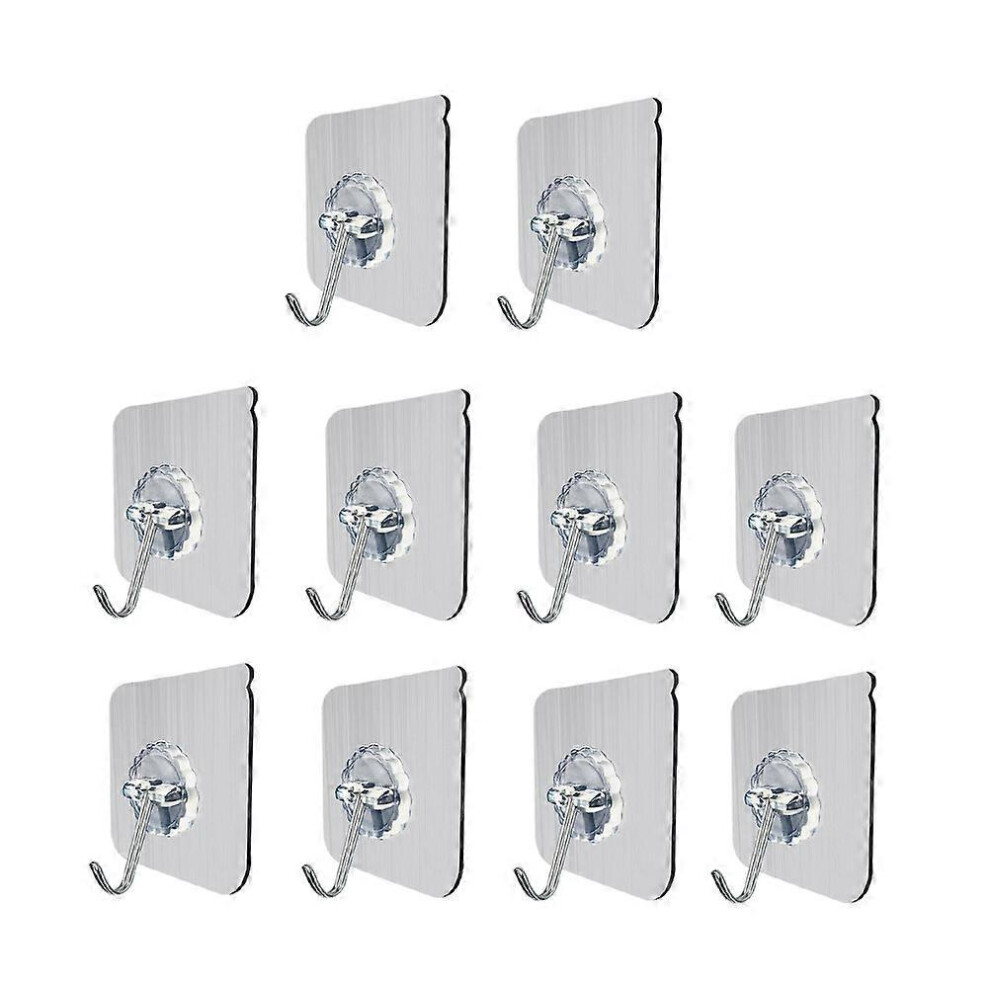 (As Show, One Size) 10Pcs Adhesive Hooks Waterproof Wall Hooks No Nail Sticky Hangers For Bathroom Kitchen 5451560057655