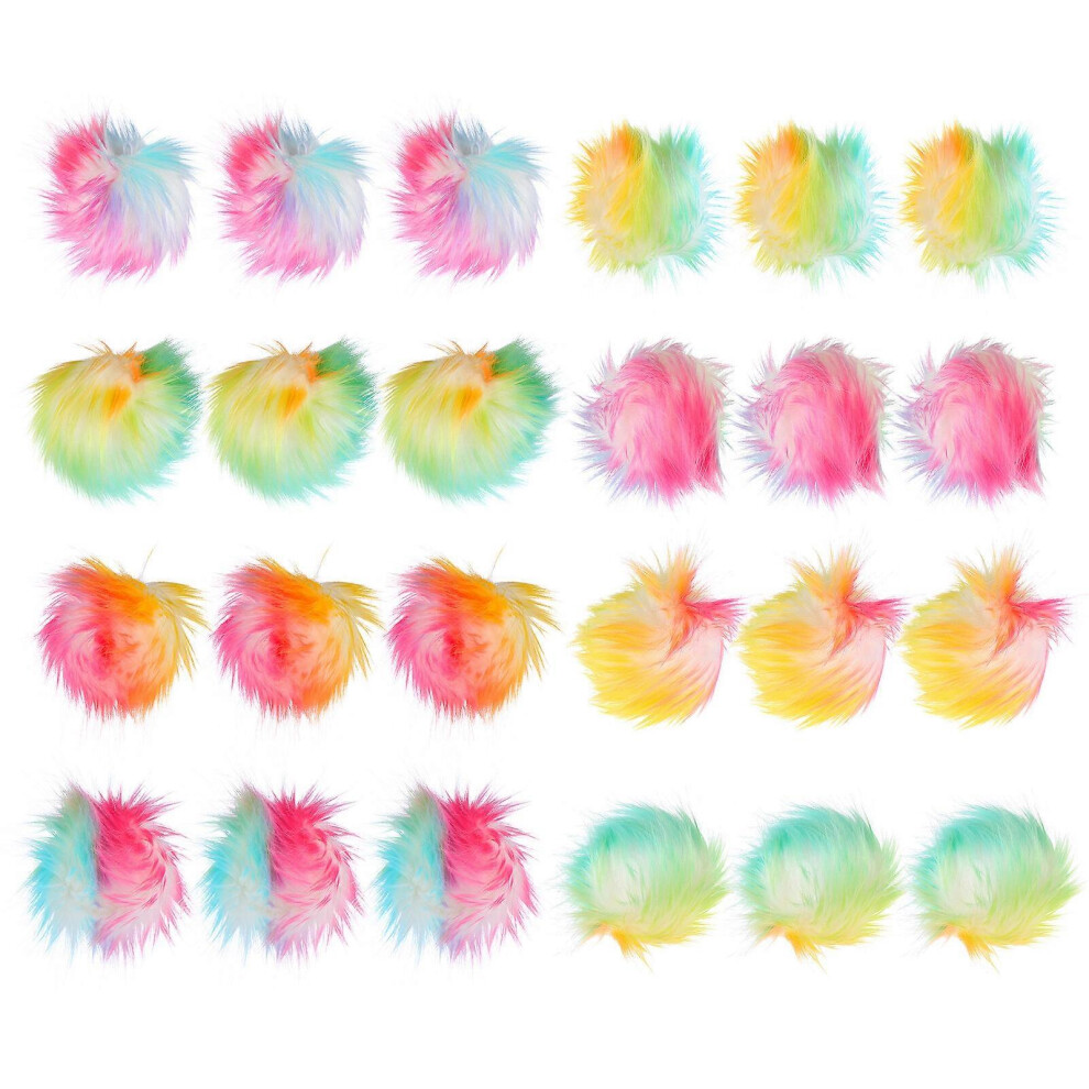 Kricely (As Show, One Size) 24Pcs Faux Fur Pompom Ball Faux Fur Fluffy Ball Diy Fluffy Pompoms Craft Decor