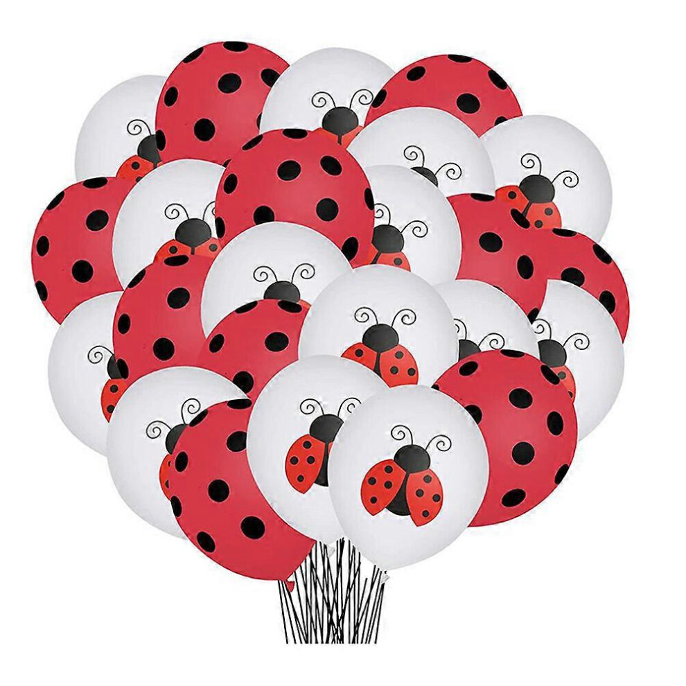 Kricely (As Show, One Size) 48Pcs Ladybug Balloons Festival Ornaments Ladybug Theme Party Layout Supplies