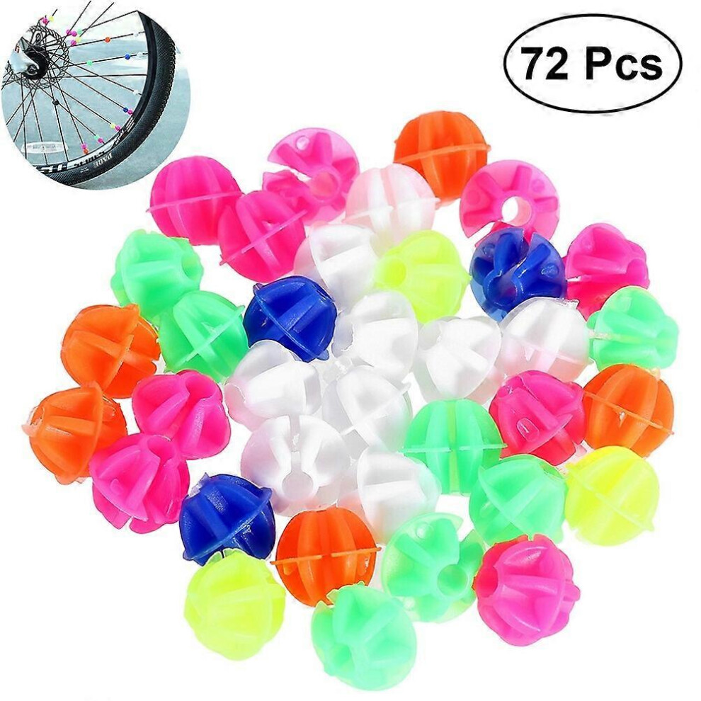 Kricely (As Show, One Size) 72Pcs Round Bike Wheel Spoke Beads Luminous Plastic Clip Spoke Bead Beads Wire Beads Decorations (Mix Color)