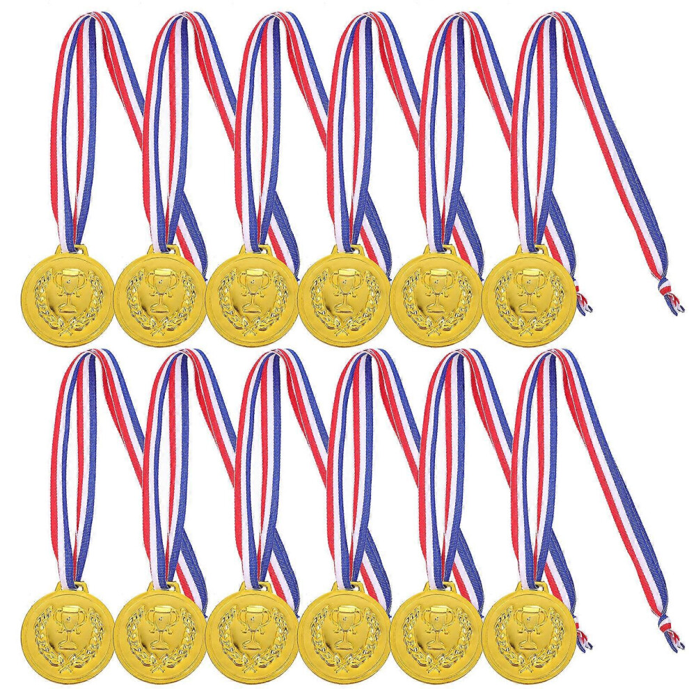 Kricely (As Show, One Size) 12Pcs Kids Medal With Lanyard Award Medals Sports Match Medals Game Awards Medals