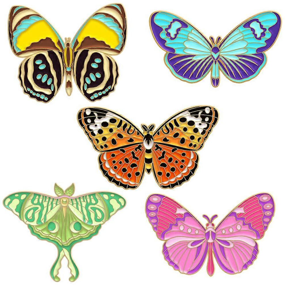 Kricely (As Show, One Size) 5Pcs Insect Pins Butterfly Moth Brooch Pin Decorative Pin For Backpacks Clothing