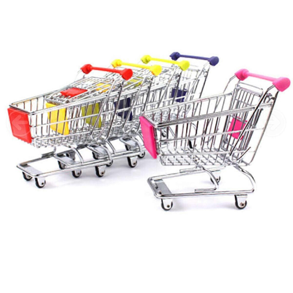 Kricely (As Show, One Size) Novelty Mini Shopping Cart Style Storage Basket Desktop Organizer (Random Color)