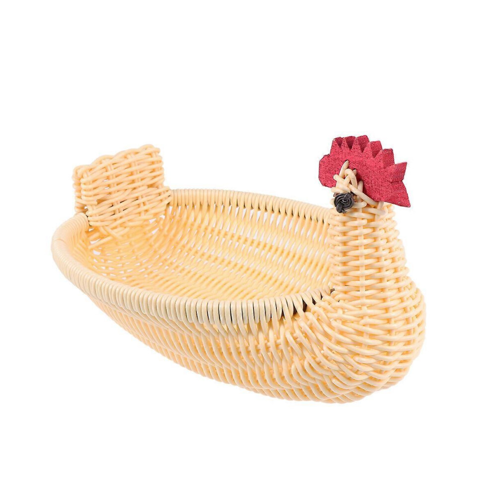 Kricely (As Show, One Size) Rattan Woven Storage Basket Fruit Storage Basket Creative Plastic Snack Tray Medium Chicken