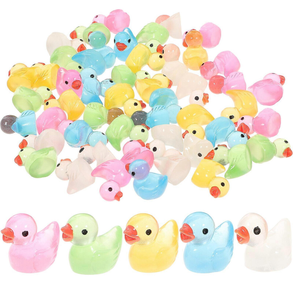 Kricely (As Show, One Size) 50Pcs Mini Duck Glow In The Mini Resin Figure Miniature Scene Layout Dark