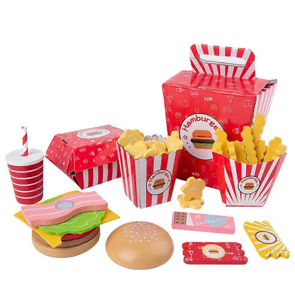 Kricely (As Show, One Size) 1 Set Simulated Fast Food Model Realistic Chip Burger Toy Set Play House Props