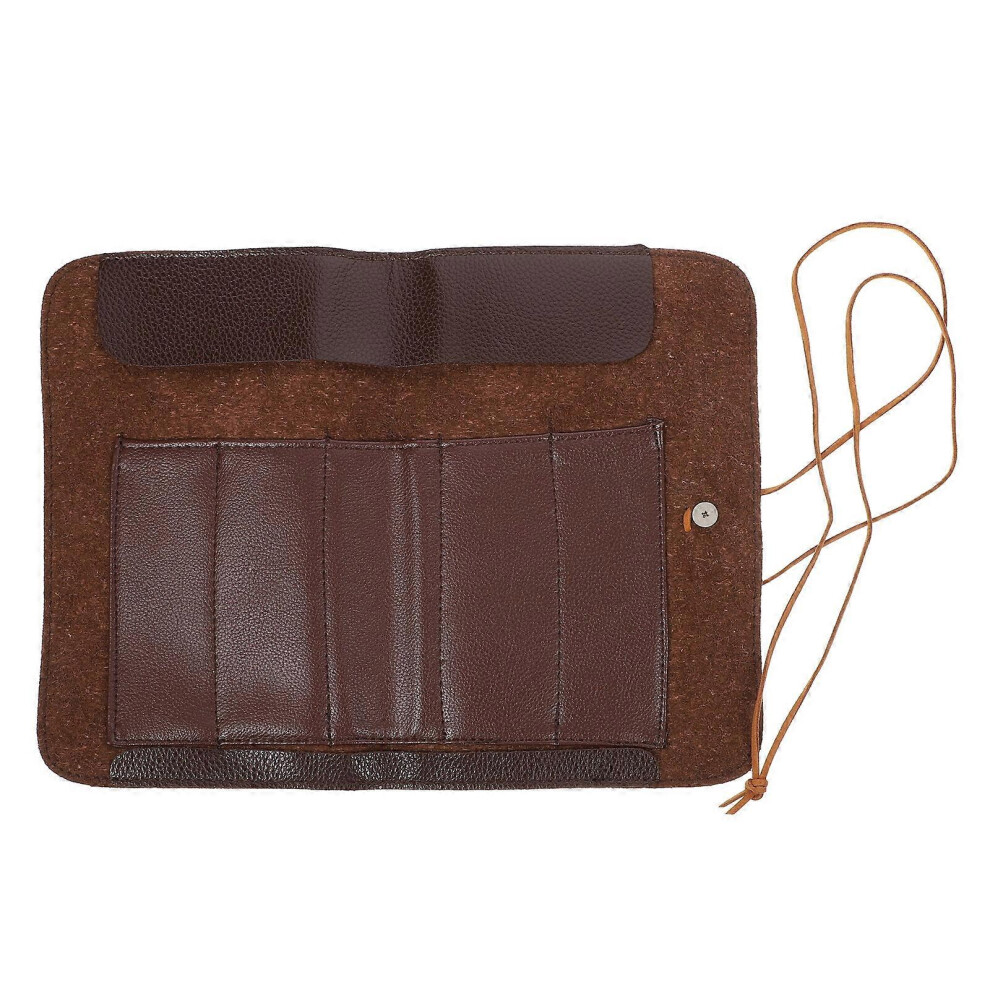Kricely (As Show, One Size) Tools Knives Roll Up Bag Carving Pocket Knives Leather Bag Storage Organizer
