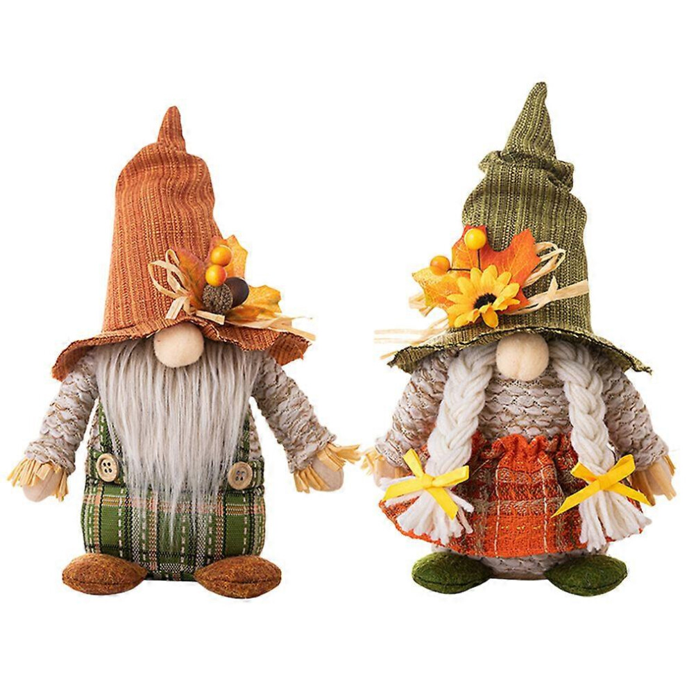 Kricely (As Show, One Size) 2Pcs Home Thanksgiving Gnome Dolls Gnome Doll Ornaments Thanksgiving Stuffed Gnomes