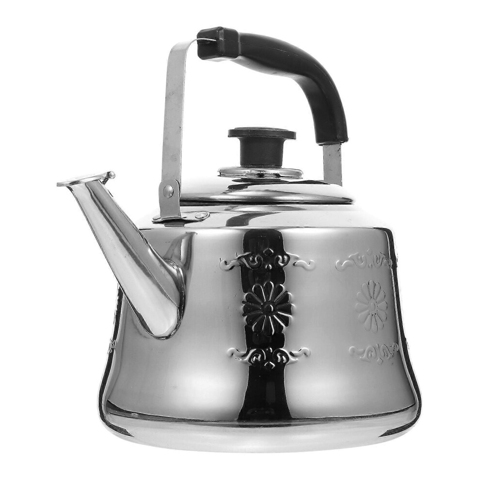 Kricely (As Show, One Size) 1Pc Whistling Kettle Stainless Steel Boiling Water Pot Whistling Water Kettle (Silver) Silver