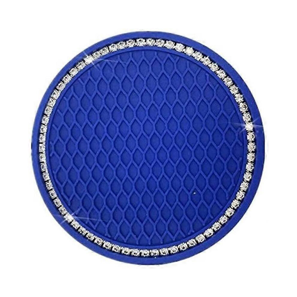 4 Pcs Car Coaster, 2.75 Inch Silicone Non-Slip Crystal Car Coaster, Car Interior Accessories, GM Coaster Mat (Navy Blue)-image-OPC-PH2NGJJ-NEW