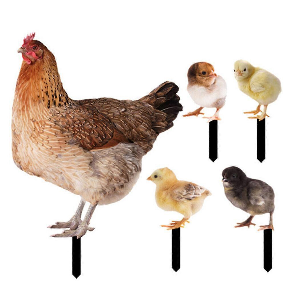 Kricely (As Show, One Size) 1 Set Lawn Chicken Stake Simulation Chicken Yards Art Sign Hen Sign Small Chick Stake