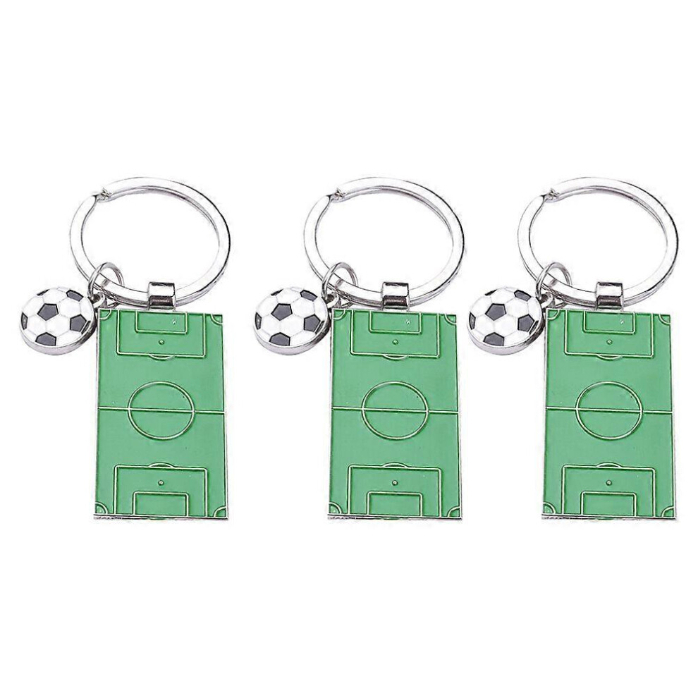 Kricely (As Show, One Size) 3Pcs Adorable Keychains Football Field Key Pendant Athlete Souvenir Gift (Green) Green