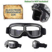 (Black -Transparent Len) Retro Aviator Motorcycle Goggles