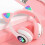 (Pink) Wireless Bluetooth Headphones Cat Ear Headset With LED Light 3