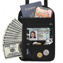(Black) Travel Neck Wallet For Women And Men Keep Valuables