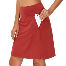 (XXL, Red) Women's Tennis Skirts Golf Skirts Yoga Skirt Side Pockets 2 In 1 Tummy Control Butt Lift Quick Dry High Waist Yoga Fitness Gym Workout Skort Bottoms B