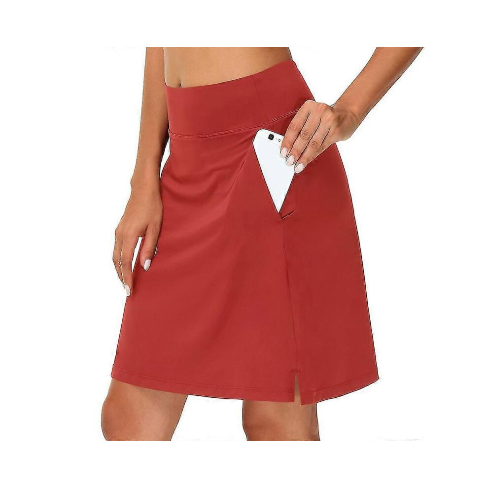 (XXL, Red) Women's Tennis Skirts Golf Skirts Yoga Skirt Side Pockets 2 In 1 Tummy Control Butt Lift Quick Dry High Waist Yoga Fitness Gym Workout Skort Bottoms B