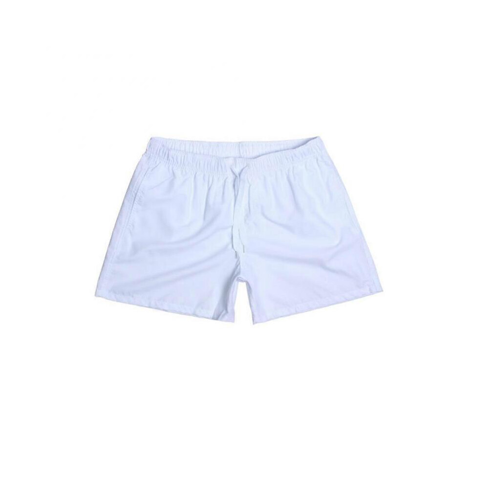 (S, white) Men's Swimming Board Shorts Swim Shorts Trunks Swimwear Beach Summer