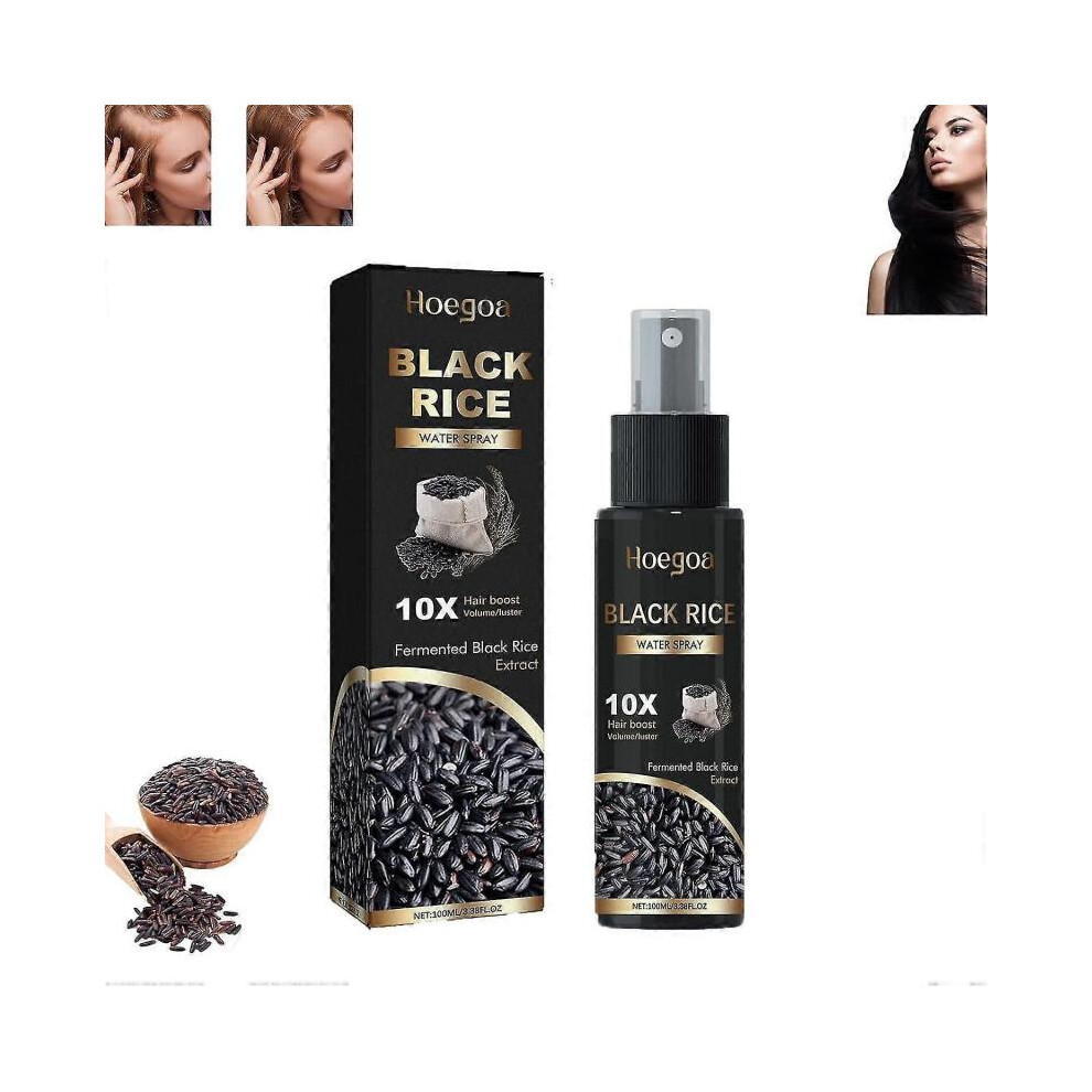 Black Vegan Hair Growth Serum For Women And Men, Rice Water Spray For Hair Growth, Rice Water Serum Spray, Hair Regrowth For Thicker Longer Fuller Hai