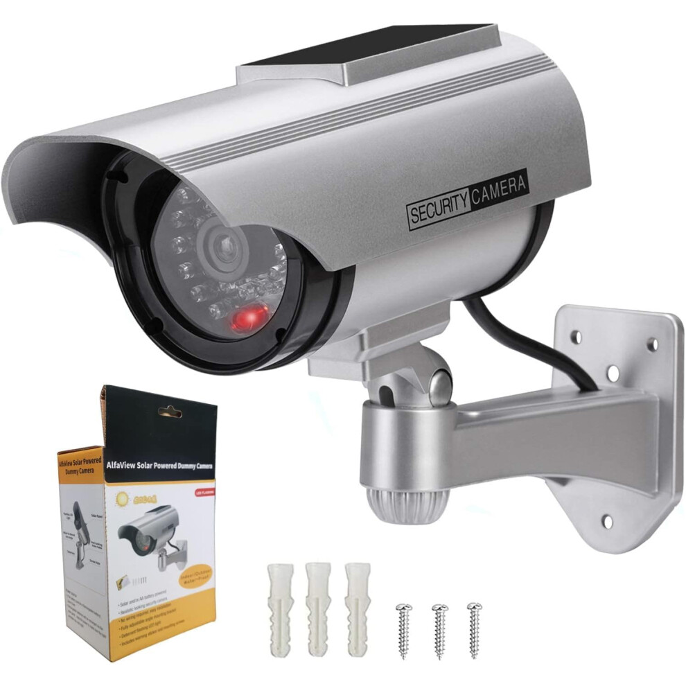 ((1 Pack)) Fake Dummy Imitation Cctv Security Camera, Fake Solar Powered Surveillance Camera With Flashing Led Light Bullet Shape, 749691196028