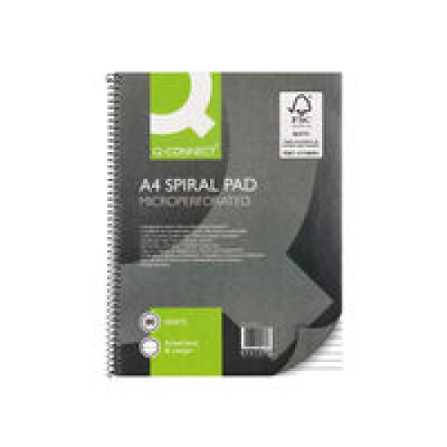 Q-Connect Support Back A4+ 80 Leaf Ruled Feint, Margin Spiral Pad (Pack of 5)