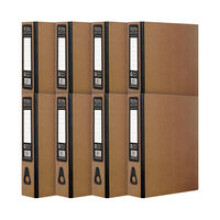 Pukka Pad, Recycled Card Paperboard Box Files for School and Office Document Organisation – Pack 8 – with Thumb Pull and Spine Labels - Kraft