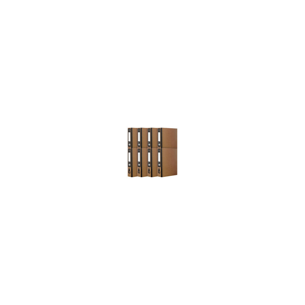 Pukka Pad Recycled Card Paperboard Box Files For School And Office Document Organisation – Pack 8 – With Thumb Pull And Spine Labels - Kraft Black