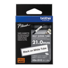 Fita de etiquetagem para manga termorretrátil Brother HSe HSE251E Cor da fita: branco Cor da fonte: preto 21 m