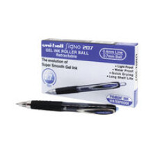 Uni-ball 704519 SigNo 207 Gel Rollerball Pen Retractable Fine 0.7mm Tip 0.5mm Line Blue Ref 9004601 [Pack of 12]