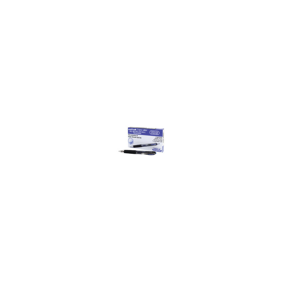 Uni-ball 704519 SigNo 207 Gel Rollerball Pen Retractable Fine 0.7mm Tip 0.5mm Line Blue Ref 9004601 [Pack of 12]