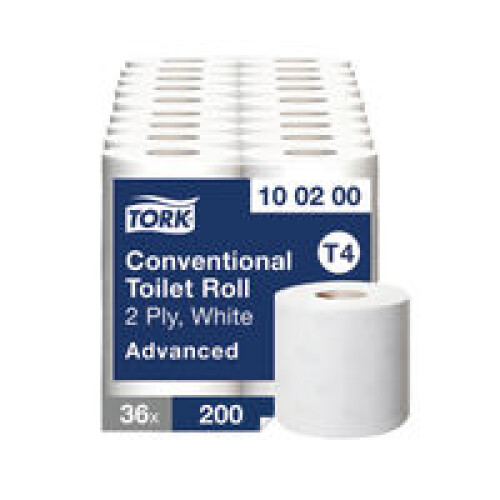 2 Ply Advanced Toilet Rolls - White - 36 Rolls of 200 Sheets