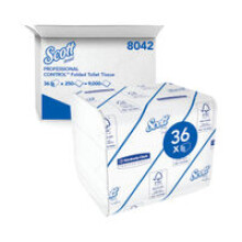 Control Folded Toilet Tissue 8042 - 2 Ply Bulk Toilet Paper - 36 Packs x 250 Toilet Paper Sheets (9,000 Total)