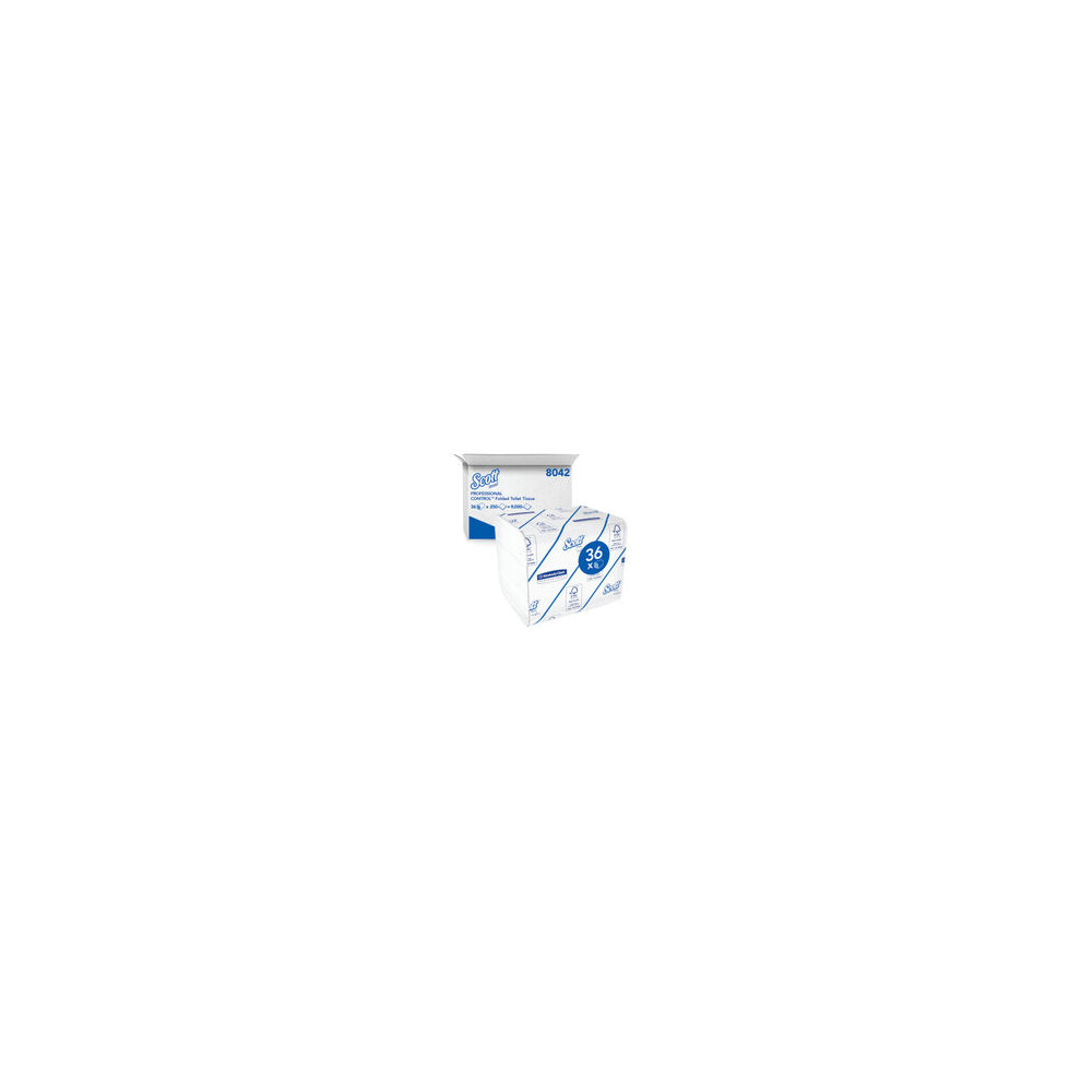 Control Folded Toilet Tissue 8042 - 2 Ply Bulk Toilet Paper - 36 Packs x 250 Toilet Paper Sheets (9,000 Total)